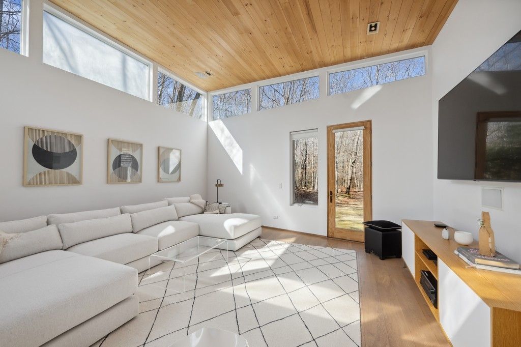 Interior, Living room, Recessed Lighting, Wooden Ceilings, Wood Texture Flooring