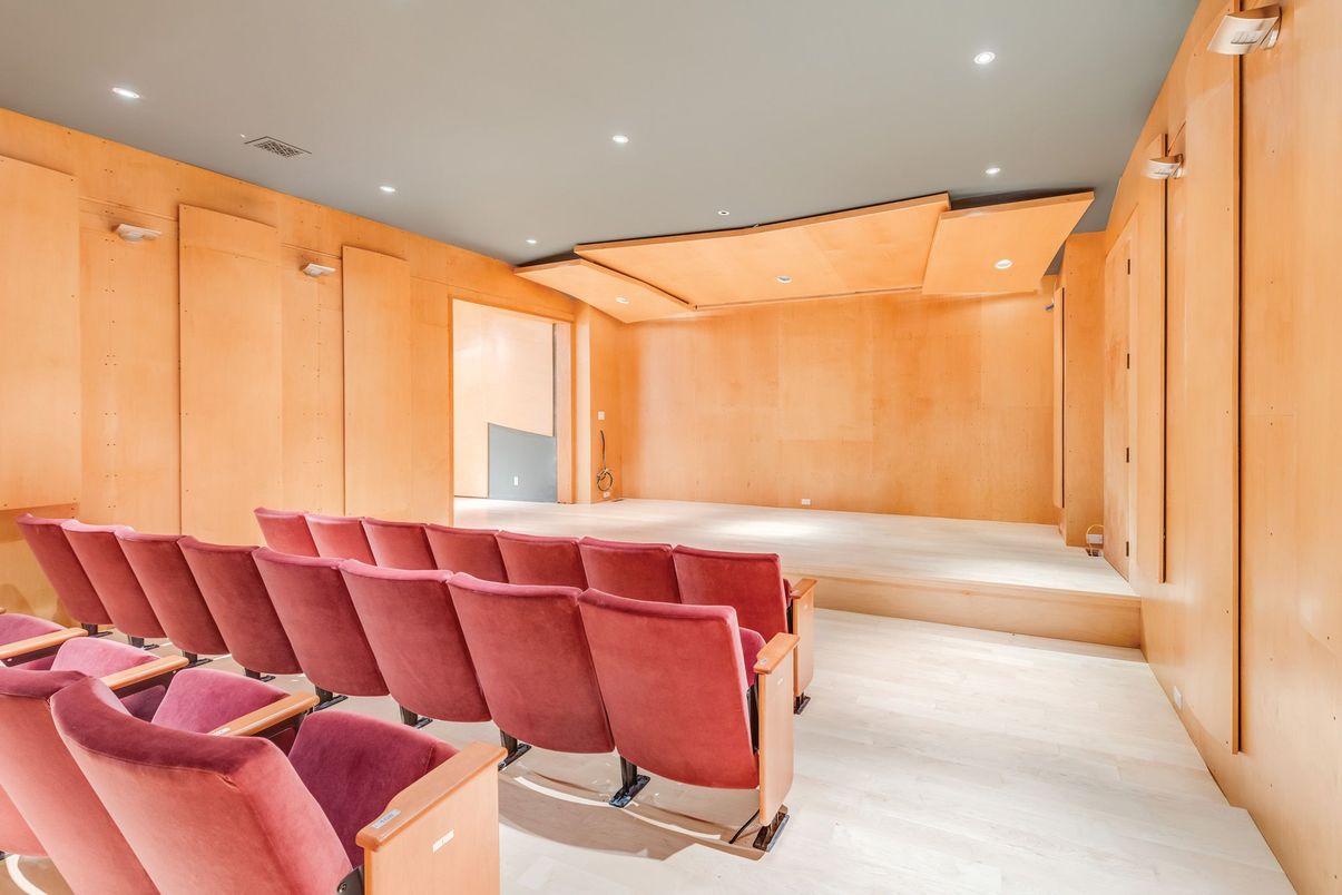 Home Theatre Room, Interior, Recessed Lighting, Theatre Room, Wood Texture Flooring, Wooden Walls