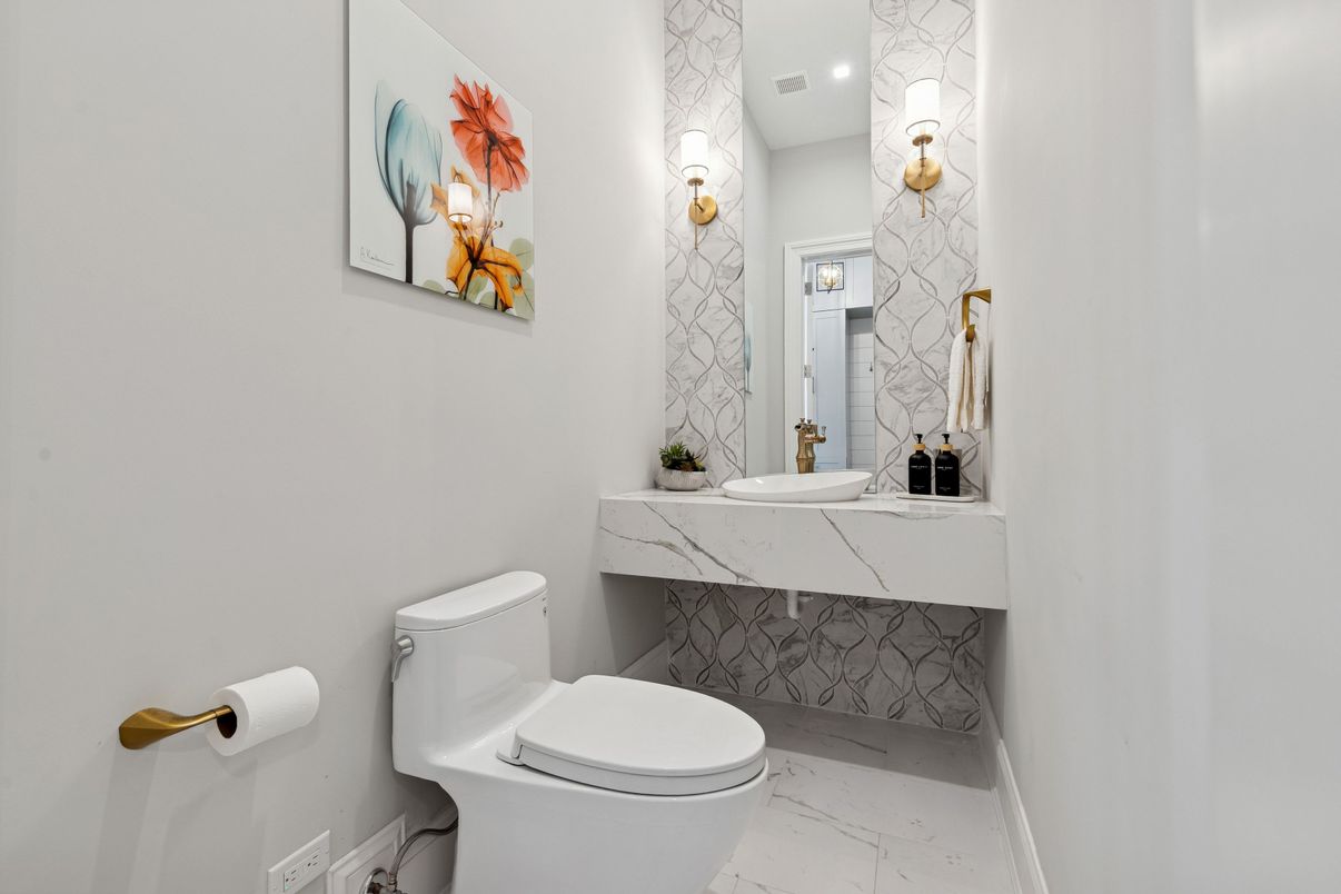 Bathroom, Interior, Marble, Recessed Lighting
