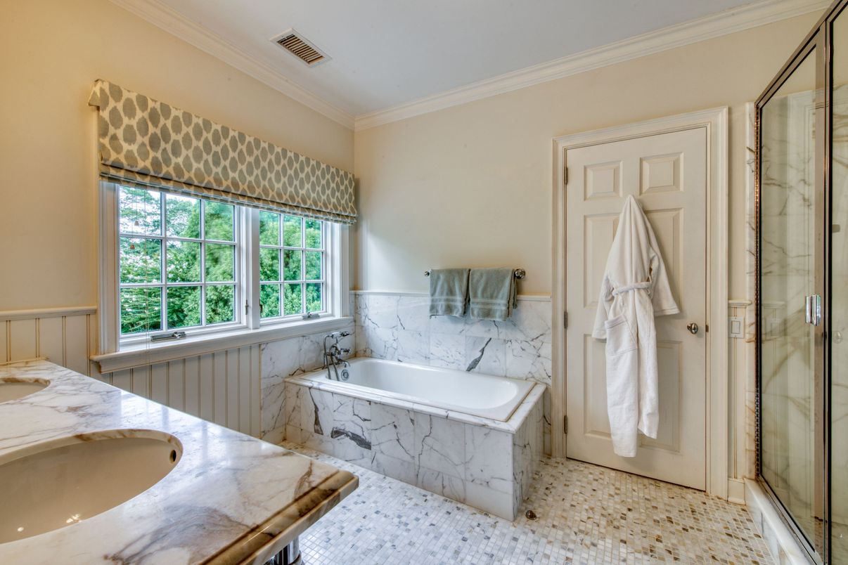 Bathroom, Glass Shower, Interior, Marble Walls