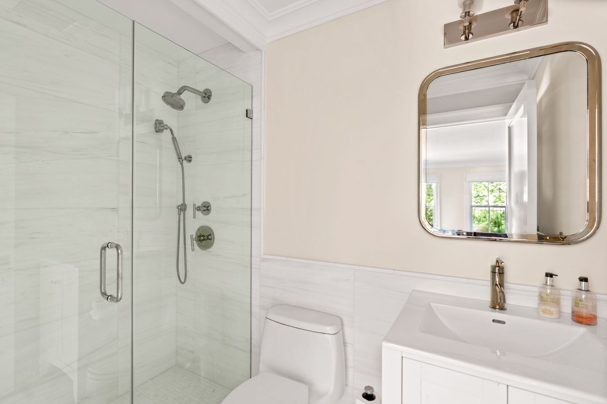 Bathroom, Glass Shower, Interior, Marble Walls