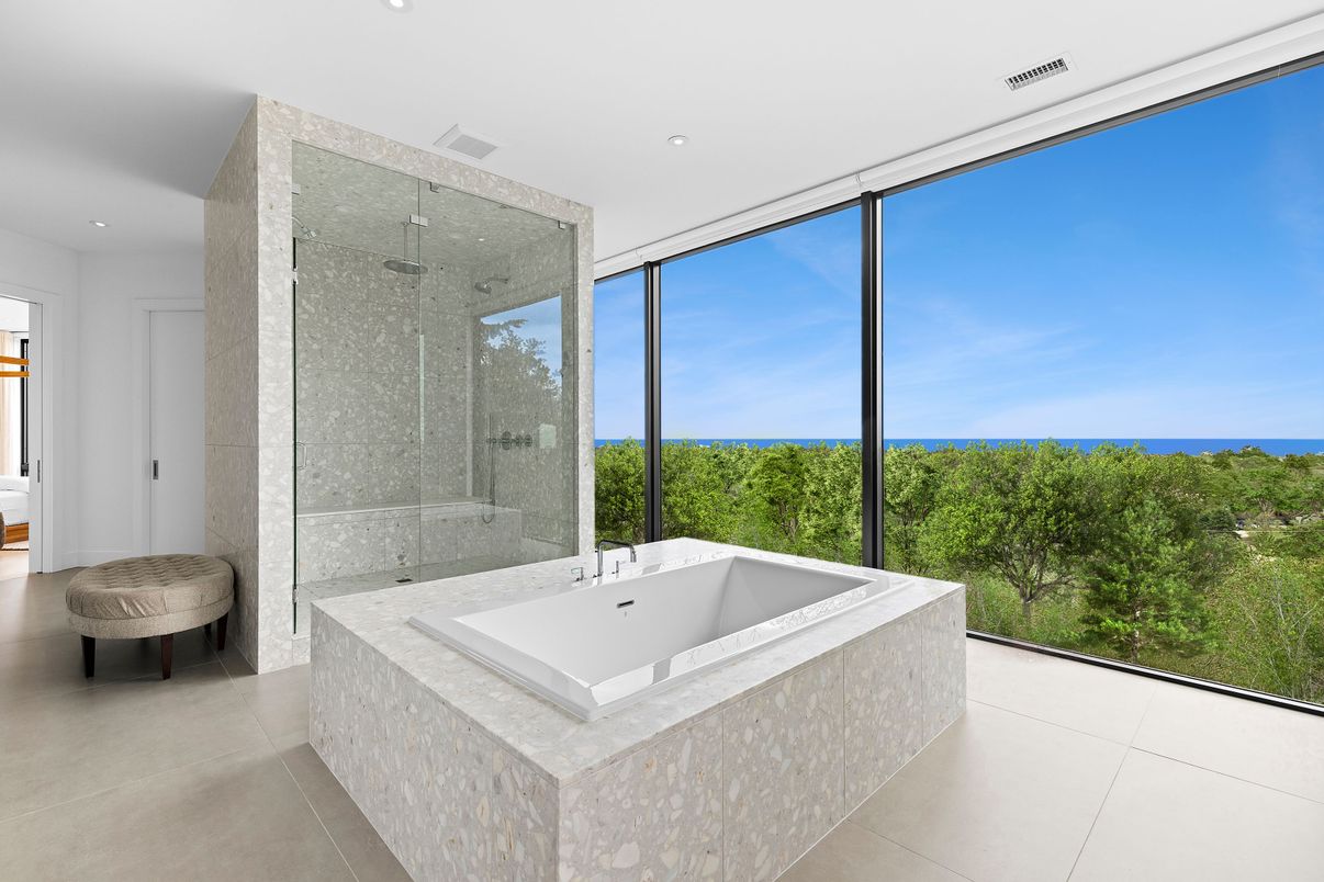 Bathroom, Glass Shower, Interior, Recessed Lighting, Water