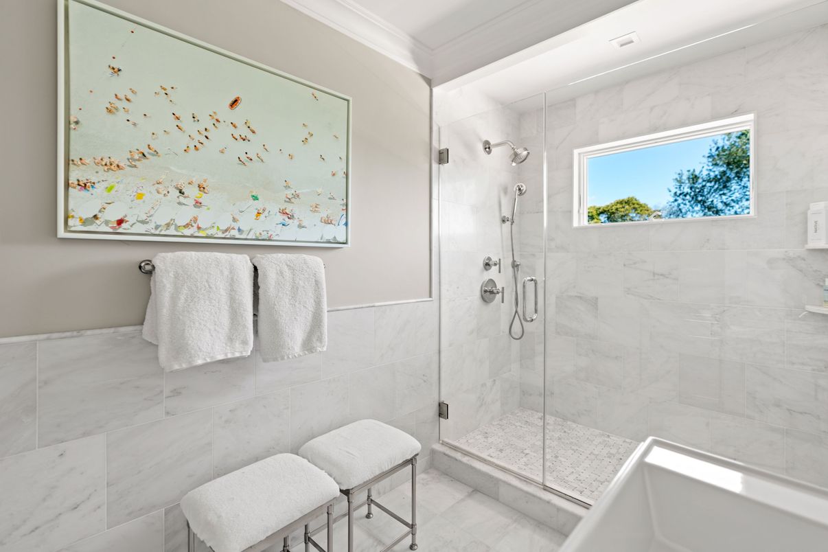 Bathroom, Glass Shower, Interior, Marble Walls
