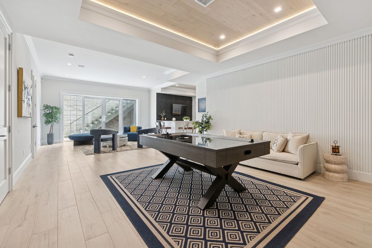 Dining room, Interior, Living room, Recessed Lighting, Wooden Ceilings, Wood Texture Flooring