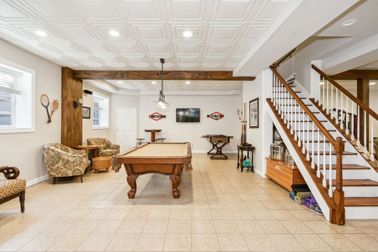 Billiard Table, Game Room, Interior, Pendant Lights, Recessed Lighting