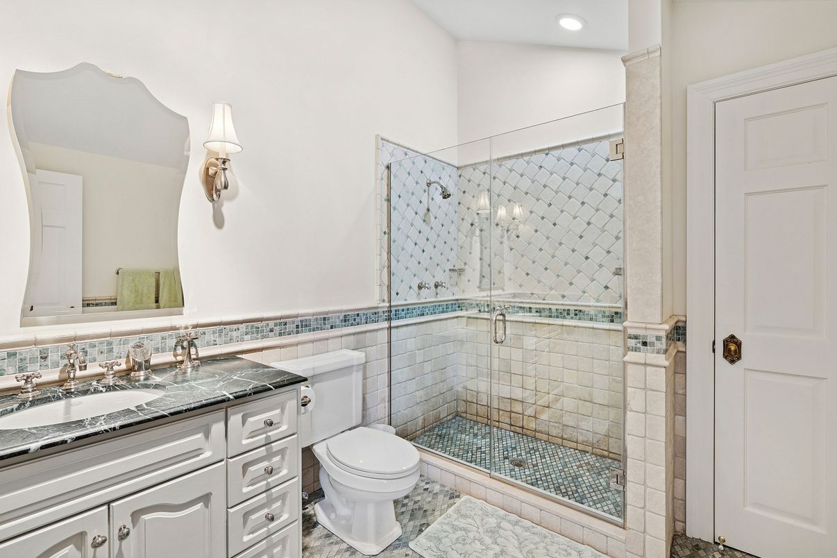Bathroom, Glass Shower, Interior, Recessed Lighting