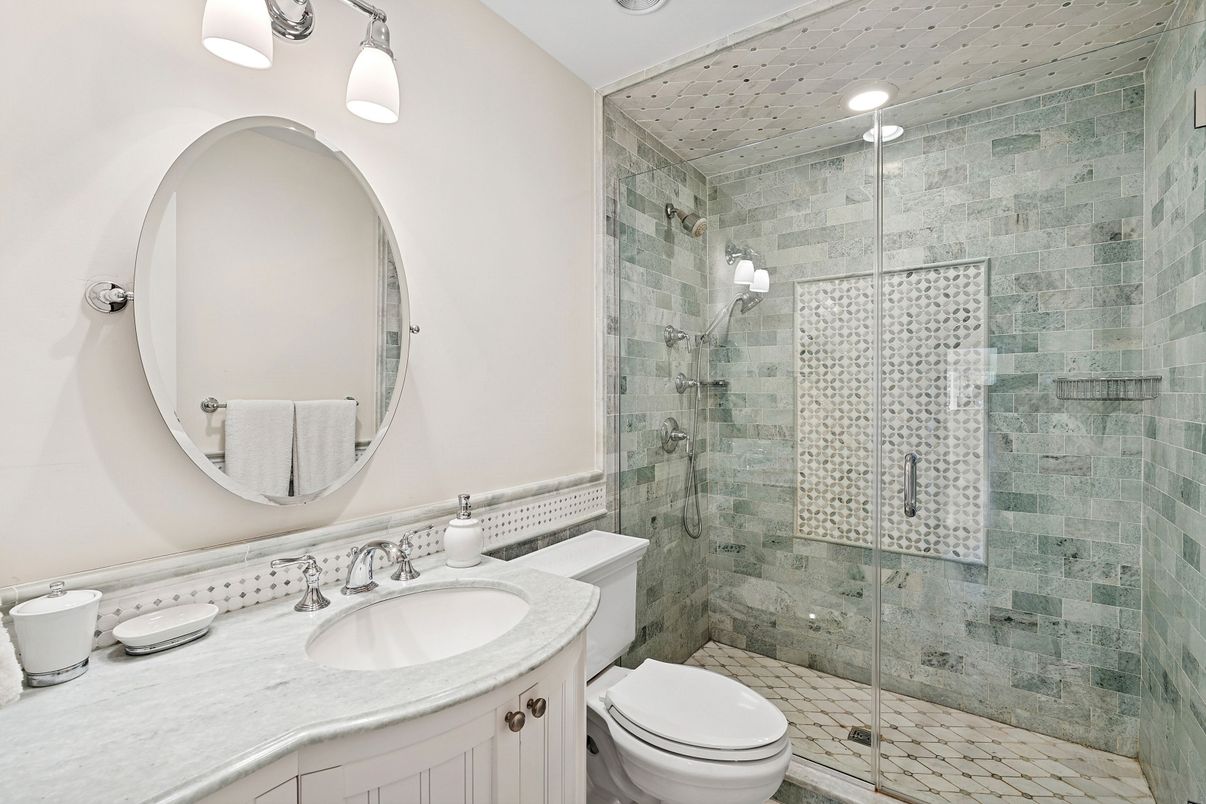 Bathroom, Glass Shower, Interior, Recessed Lighting