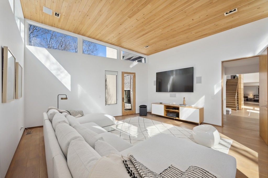 Interior, Living room, Recessed Lighting, Wooden Ceilings, Wood Texture Flooring