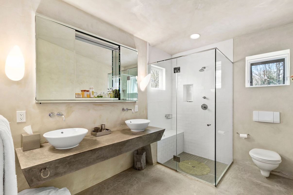 Bathroom, Dual Sink Vanities, Glass Shower, Interior, Recessed Lighting