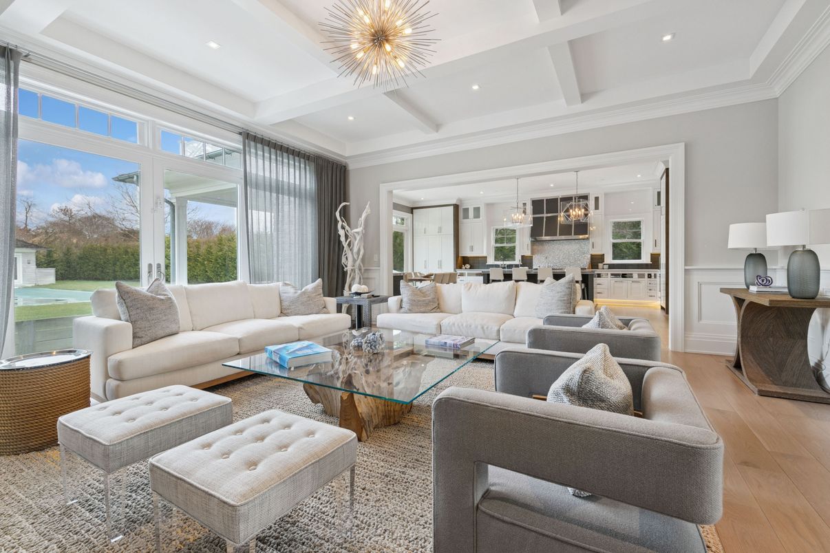 Interior, Kitchen, Living room, Pendant Lights, Recessed Lighting, Wood Texture Flooring