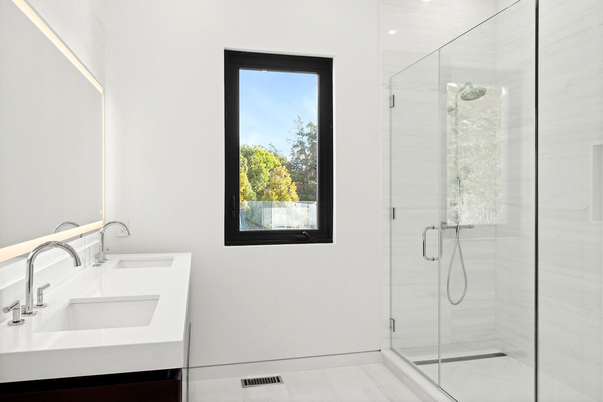 Bathroom, Glass Shower, Interior, Recessed Lighting