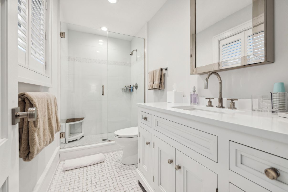 Bathroom, Glass Shower, Interior, Recessed Lighting