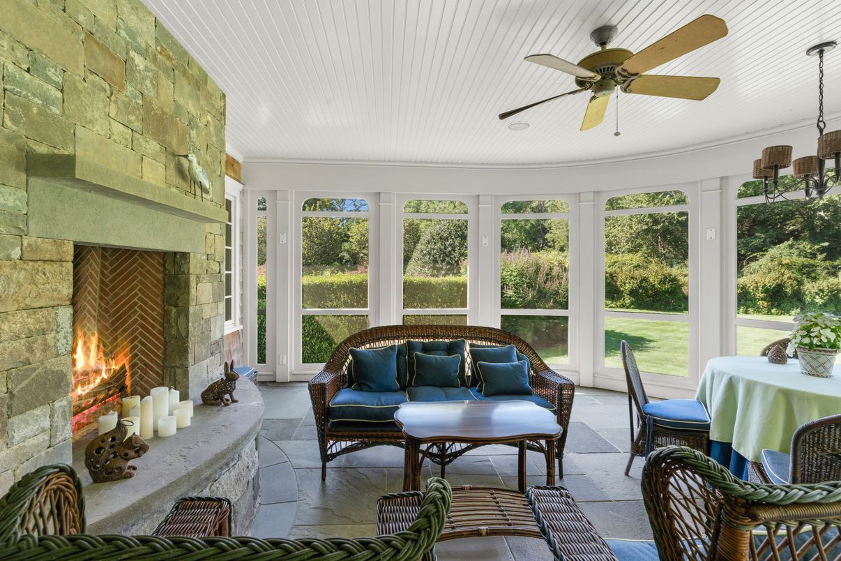 Fireplace, Interior, Stone Walls, Sun Room
