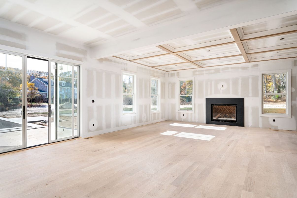 Empty room, Fireplace, Interior, Wood Texture Flooring