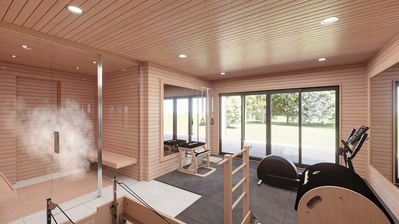 Fitness Equipment, Interior, Recessed Lighting, Sauna Room