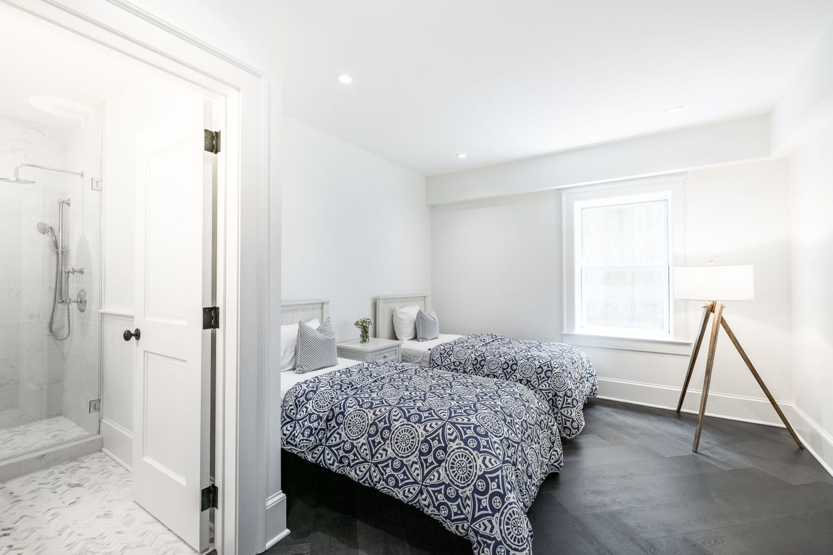 Bathroom, Bedroom, Glass Shower, Interior, Marble, Marble Walls, Recessed Lighting