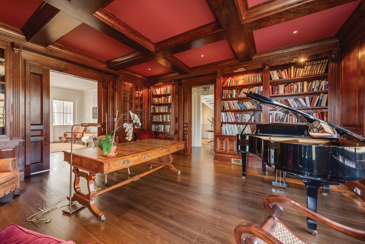 Interior, Piano, Recessed Lighting, Wooden Beams, Wood Texture Flooring