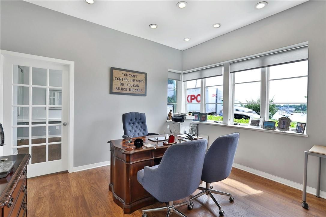 Home Office, Interior, Recessed Lighting, Wood Texture Flooring