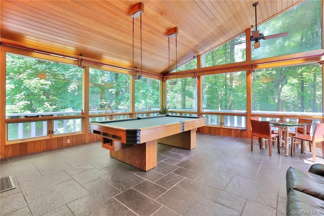 Billiard Table, Dining room, Game Room, Interior, Pendant Lights, Sun Room, Wooden Ceilings