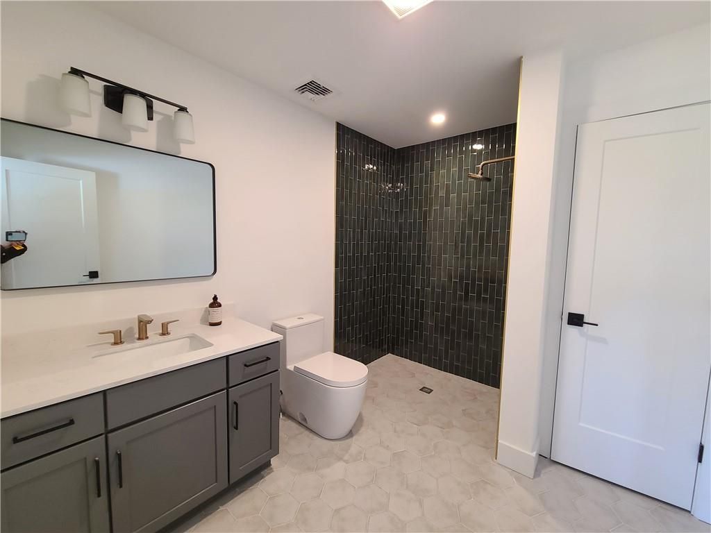 Bathroom, Glass Shower, Interior, Recessed Lighting