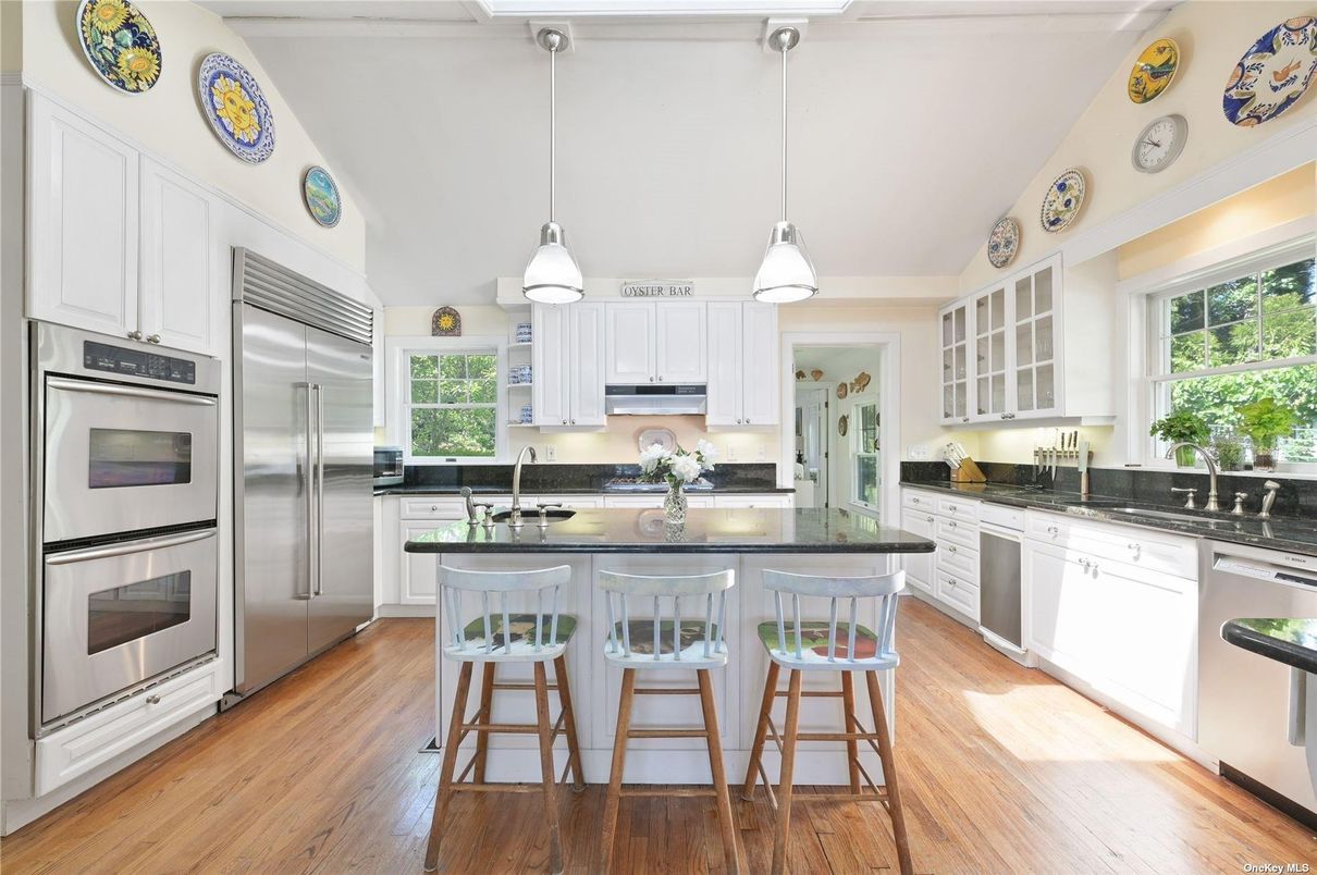 Interior, Kitchen, Pendant Lights, Stainless Steel Appliances, Wood Texture Flooring