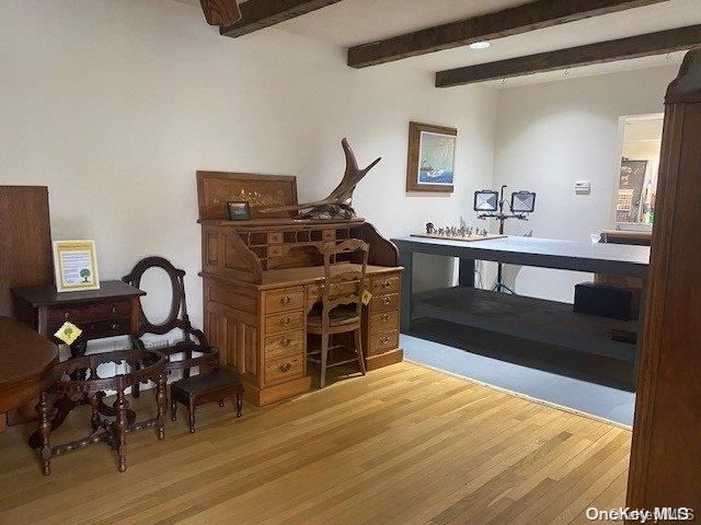 Home Office, Interior, Recessed Lighting, Wooden Beams, Wood Texture Flooring