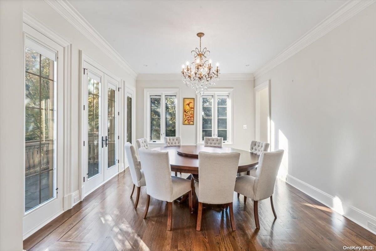 Chandelier, Dining room, Interior, Wood Texture Flooring