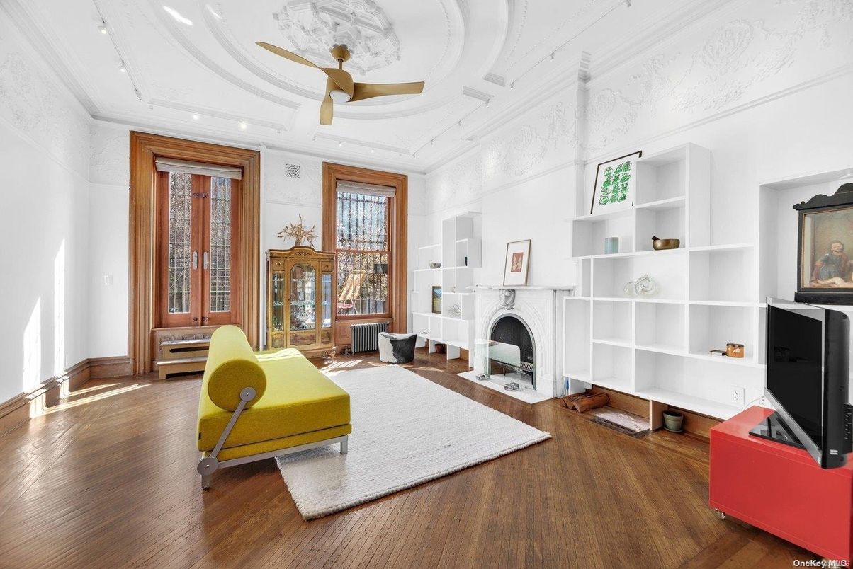 Fireplace, Interior, Recessed Lighting, Wood Texture Flooring