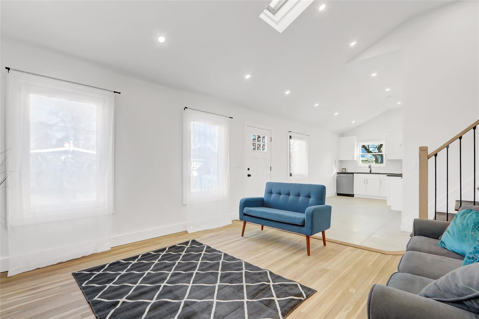 Interior, Living room, Recessed Lighting, Wood Texture Flooring