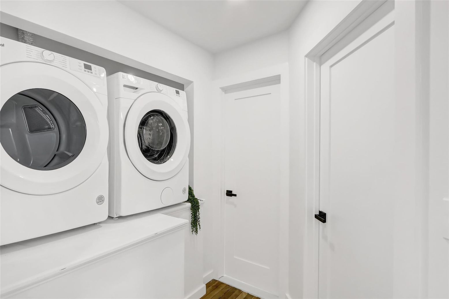 Interior, Washer, Wood Texture Flooring