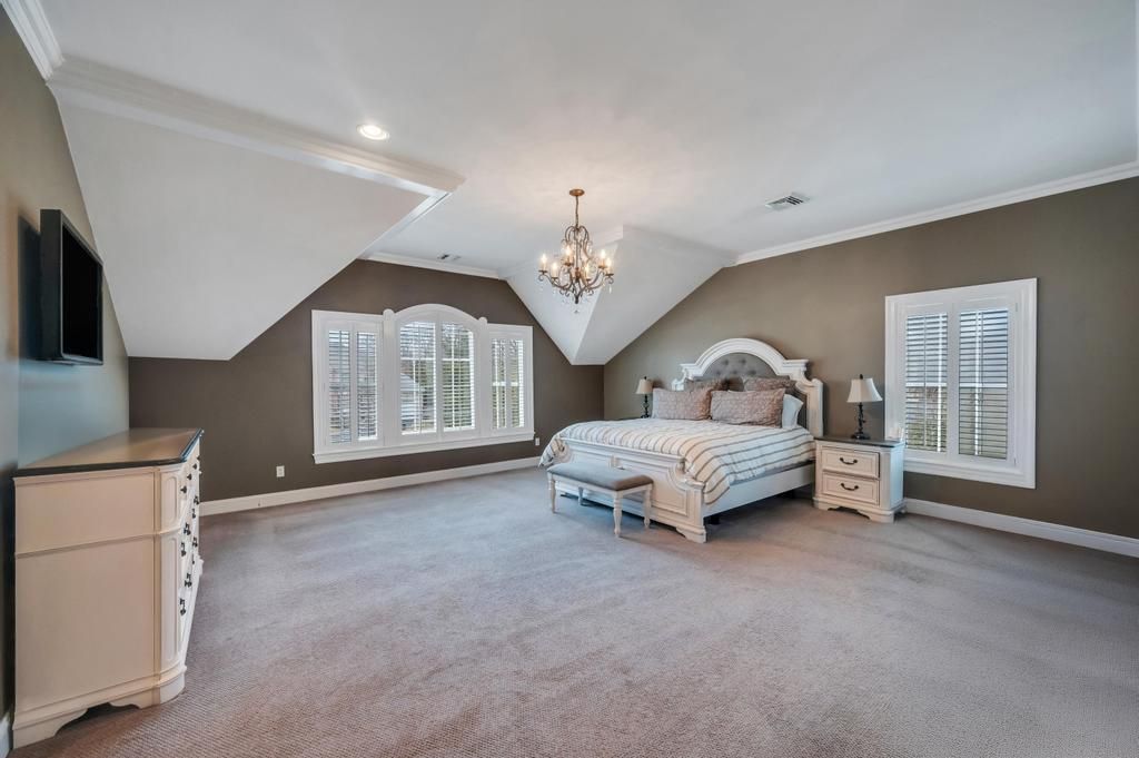 Bedroom, Chandelier, Interior, Recessed Lighting
