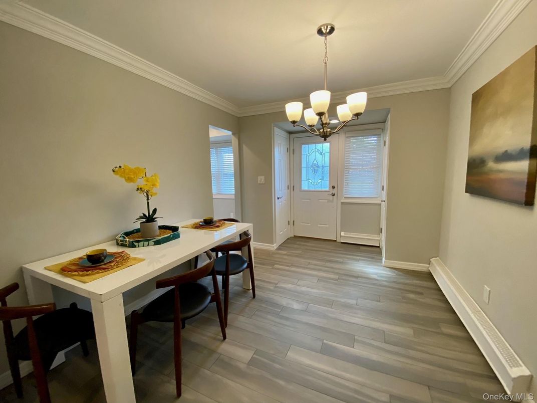 Chandelier, Dining room, Interior, Wood Texture Flooring