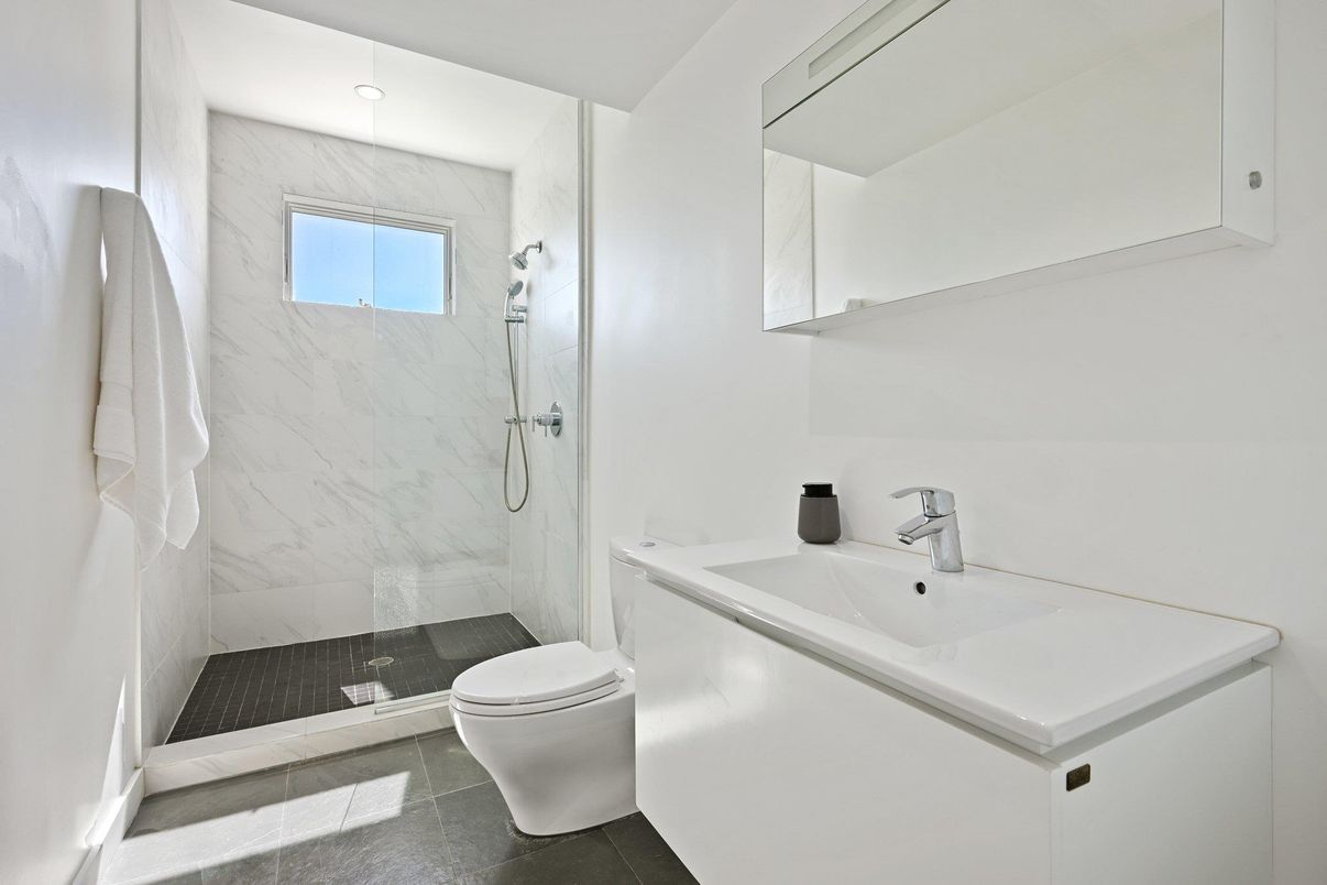 Bathroom, Glass Shower, Interior, Marble Walls