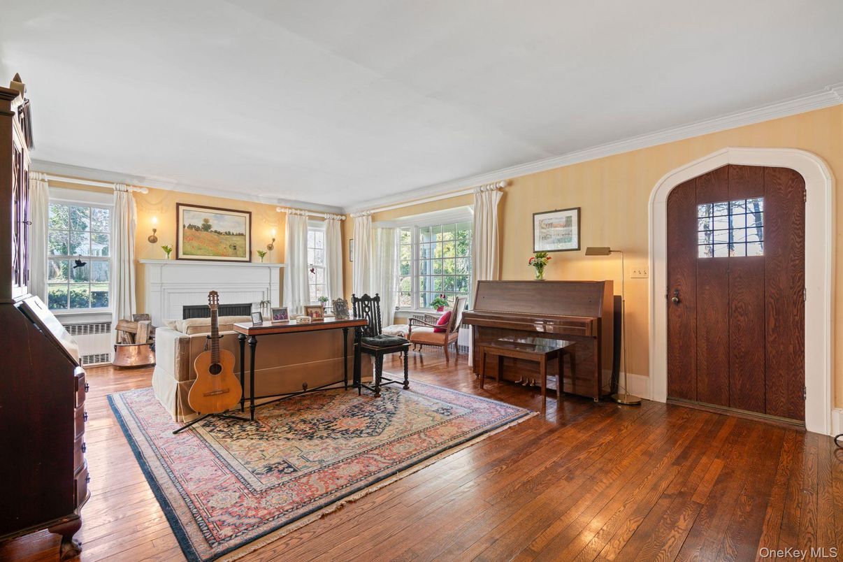 Fireplace, Home Office, Interior, Piano, Wood Texture Flooring