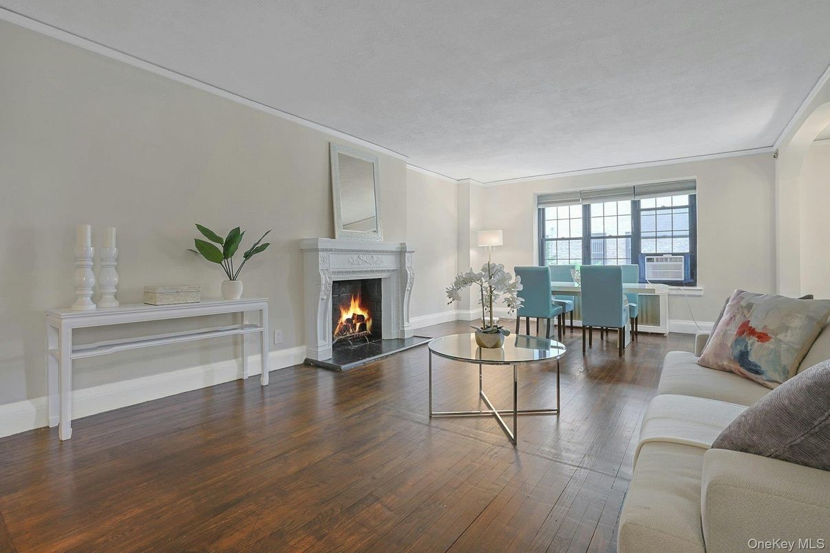 Dining room, Fireplace, Interior, Living room, Wood Texture Flooring