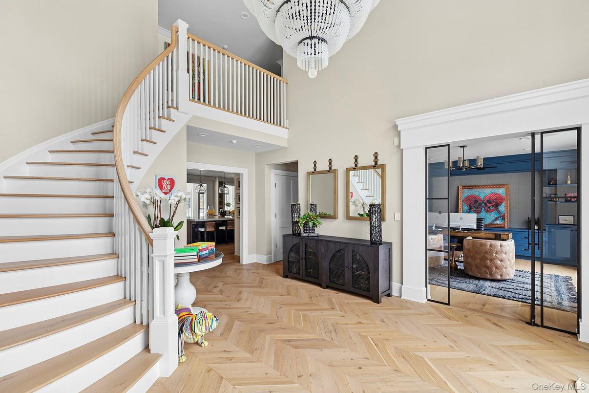 Chandelier, Interior, Recessed Lighting, Wood Texture Flooring