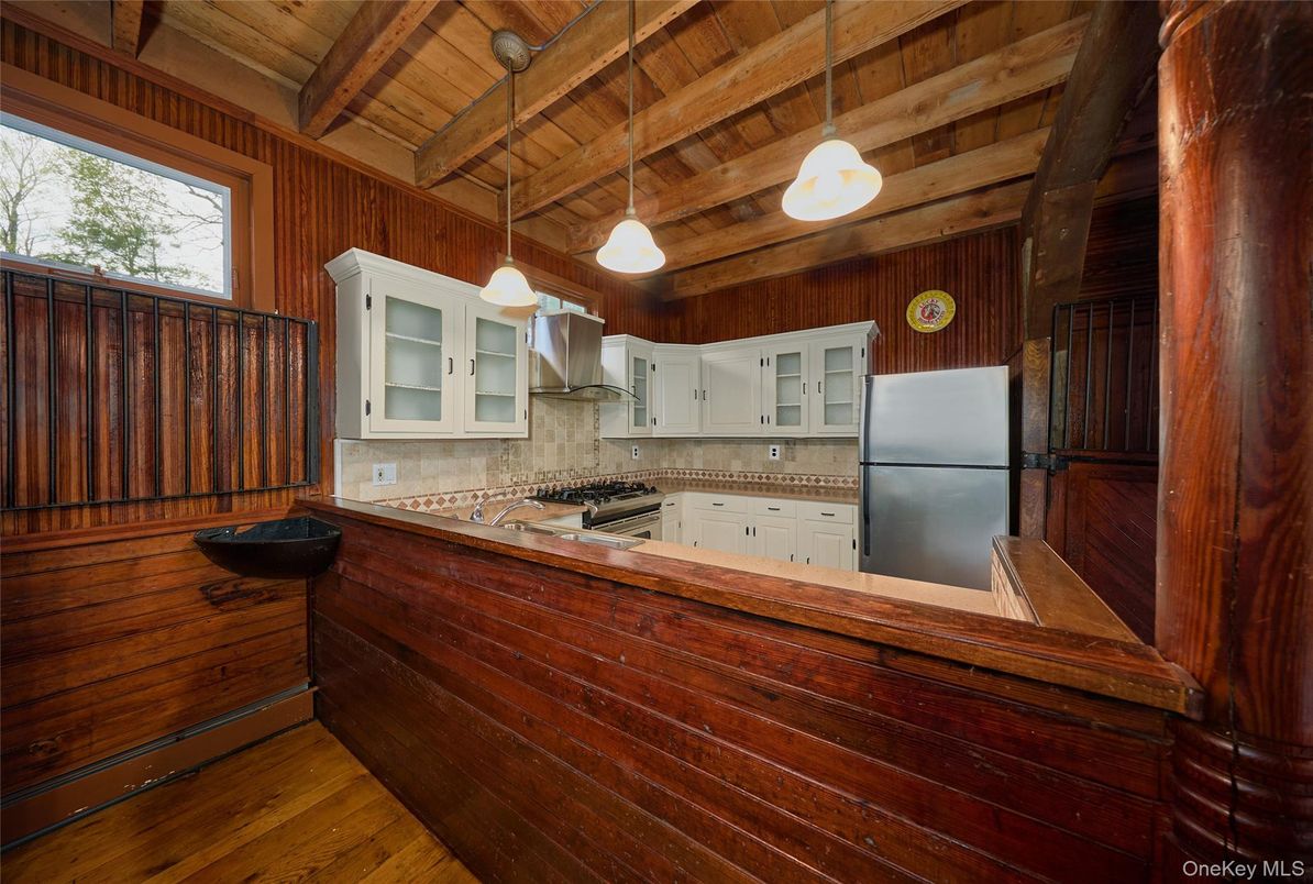 Interior, Kitchen, Pendant Lights, Wooden Beams, Wooden Ceilings, Wood Texture Flooring, Wooden Walls