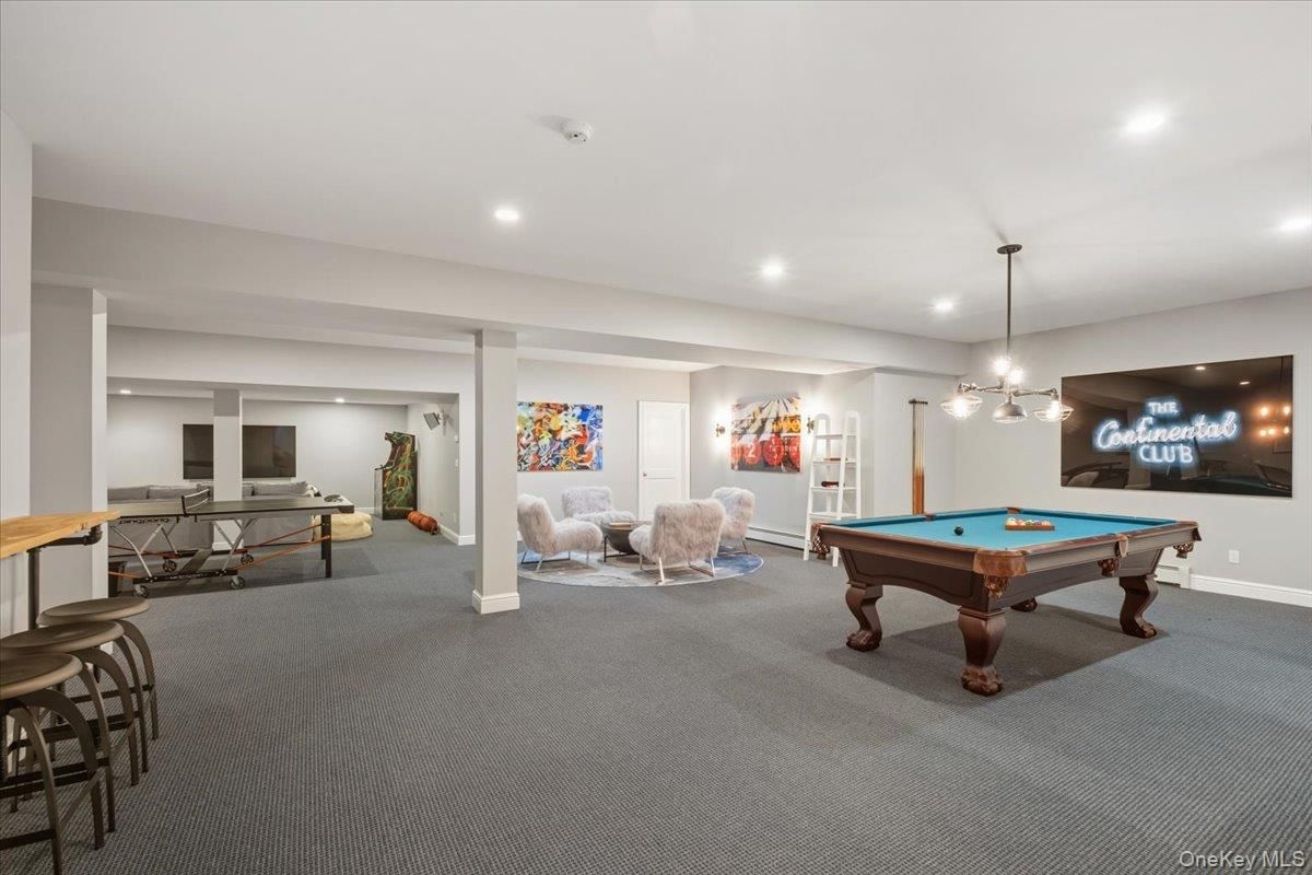 Billiard Table, Game Room, Interior, Pendant Lights, Recessed Lighting
