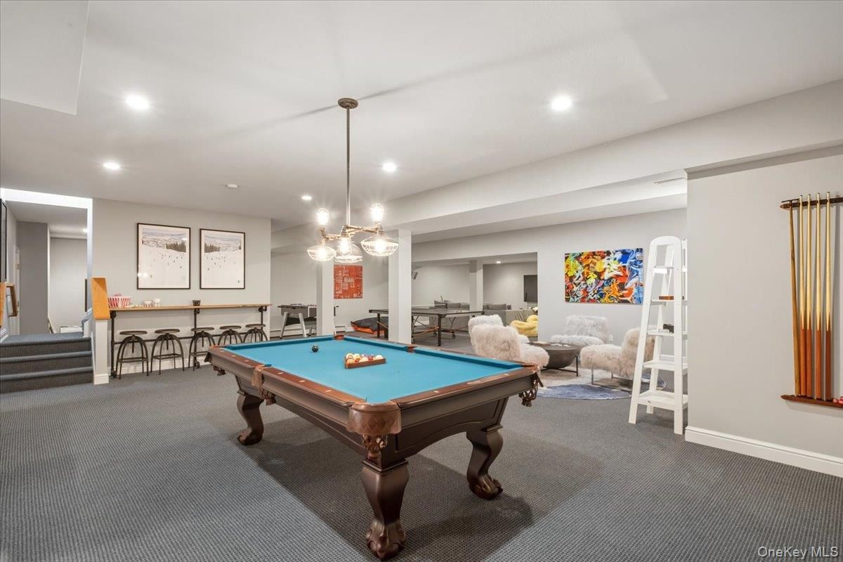 Billiard Table, Game Room, Interior, Pendant Lights, Recessed Lighting