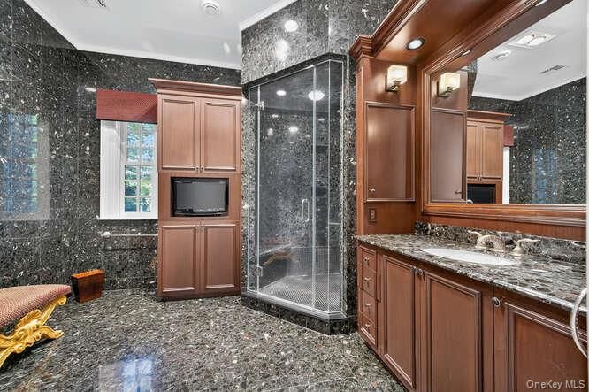 Bathroom, Glass Shower, Interior, Recessed Lighting