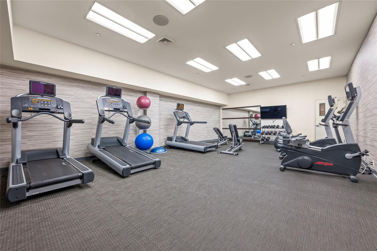Fitness Equipment, Gym, Interior, Recessed Lighting