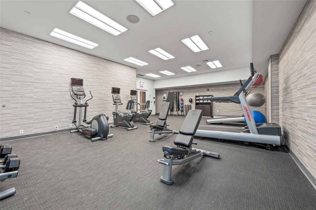 Fitness Equipment, Gym, Interior, Recessed Lighting