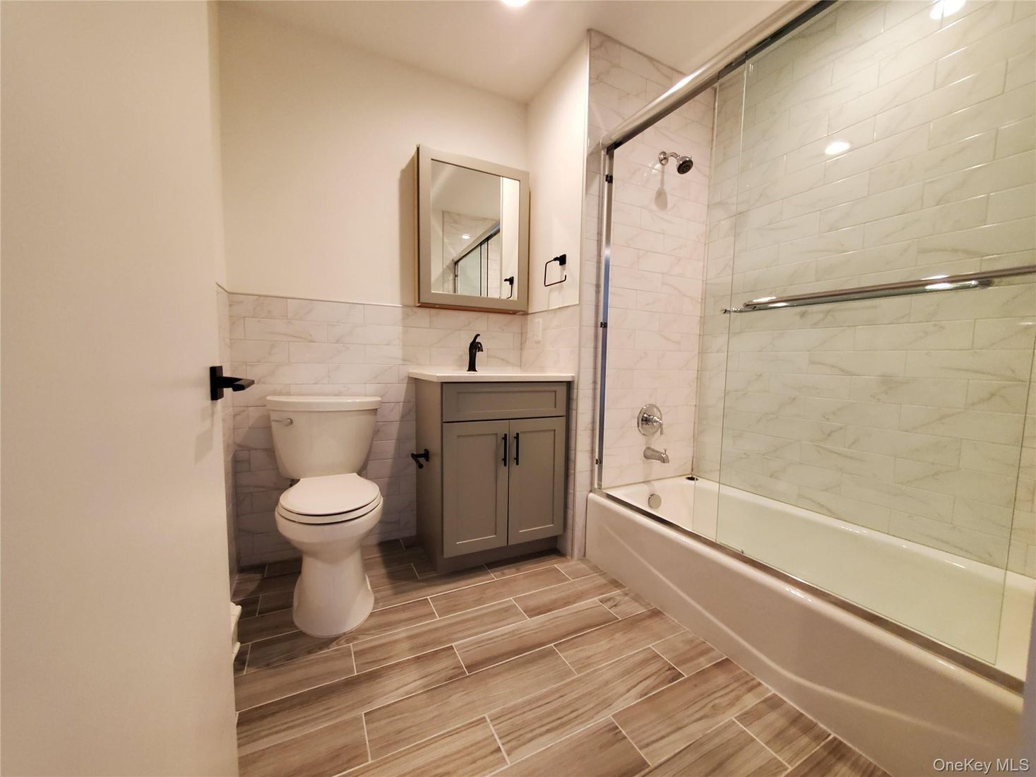 Bathroom, Glass Shower, Interior, Marble Walls, Recessed Lighting