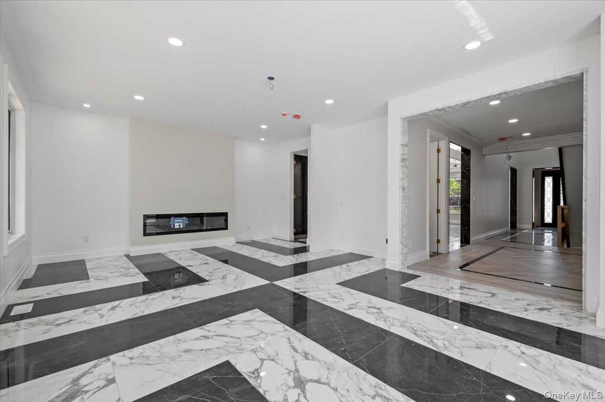 Fireplace, Interior, Marble, Recessed Lighting