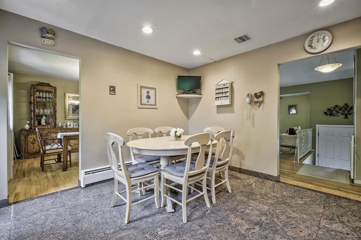 Dining room, Interior, Recessed Lighting, Wood Texture Flooring