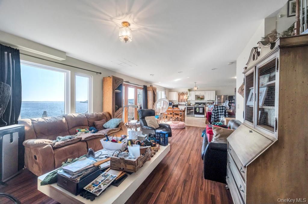 Interior, Kitchen, Living room, Recessed Lighting, Water, Wood Texture Flooring