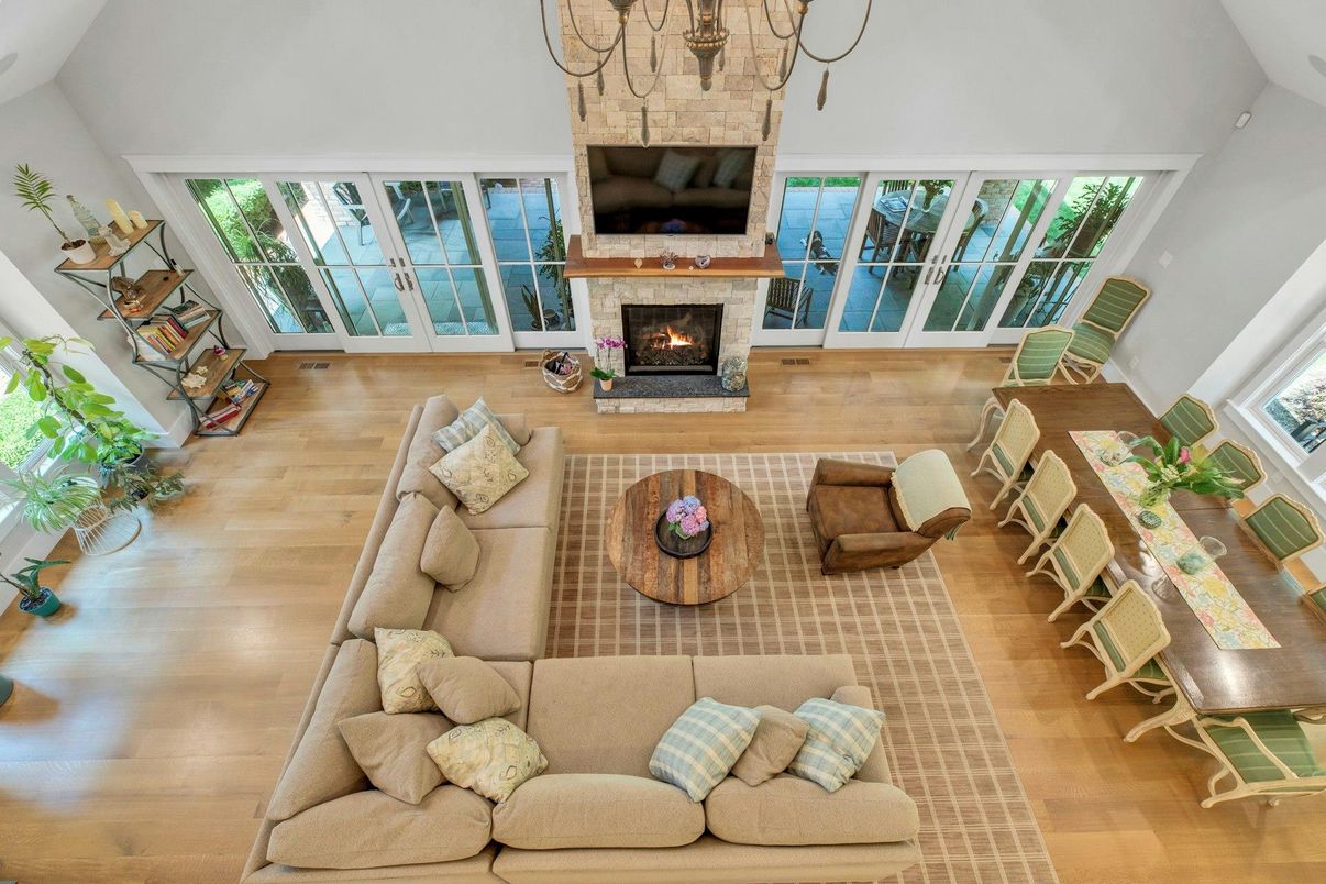 Fireplace, Interior, Living room, Stone Walls, Wood Texture Flooring