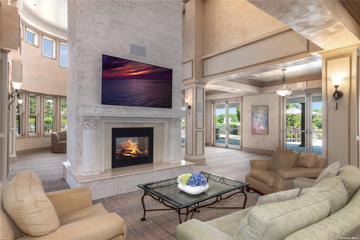 Fireplace, Interior, Living room, Pendant Lights, Stone Walls