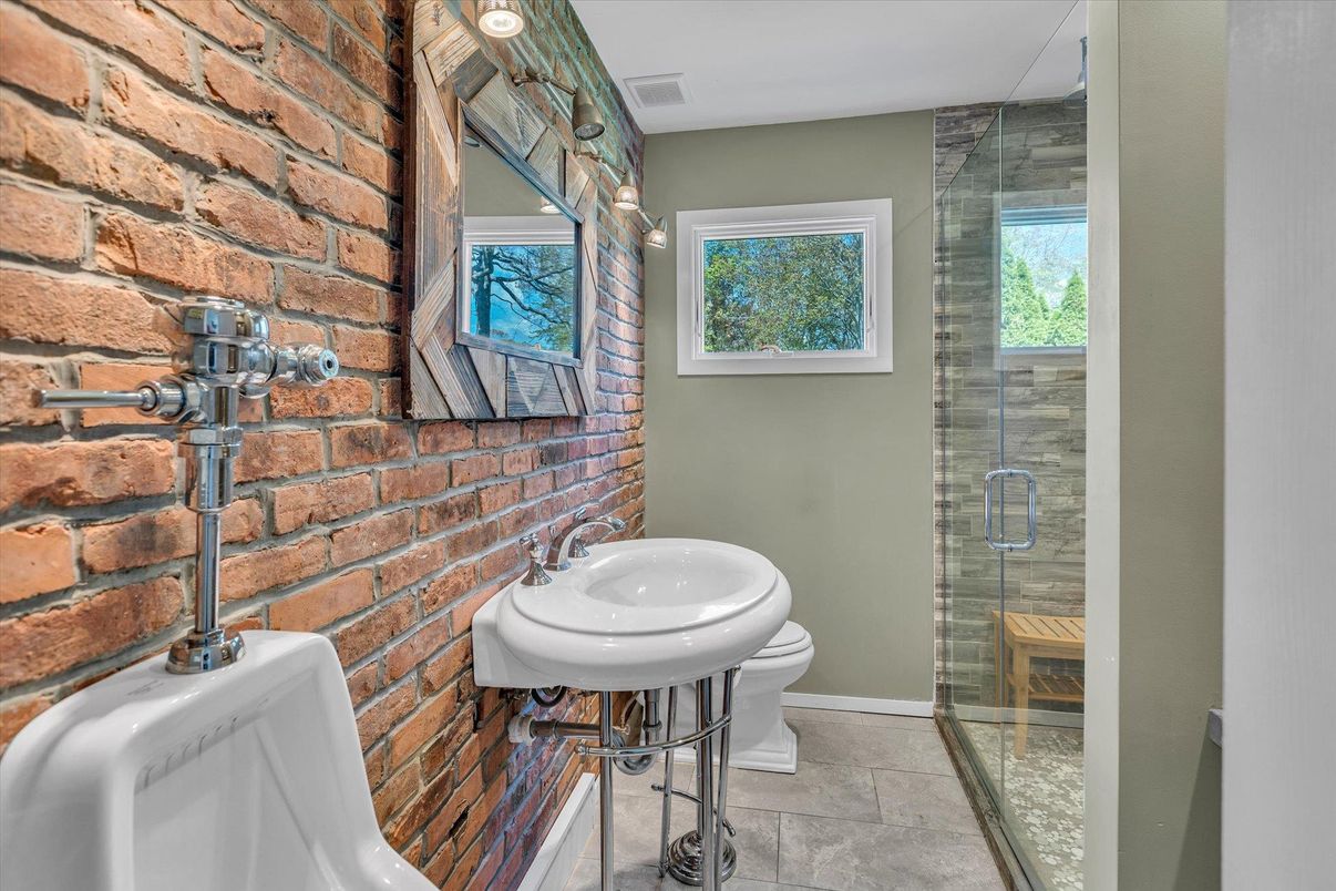 Bathroom, Glass Shower, Interior, Stone Walls