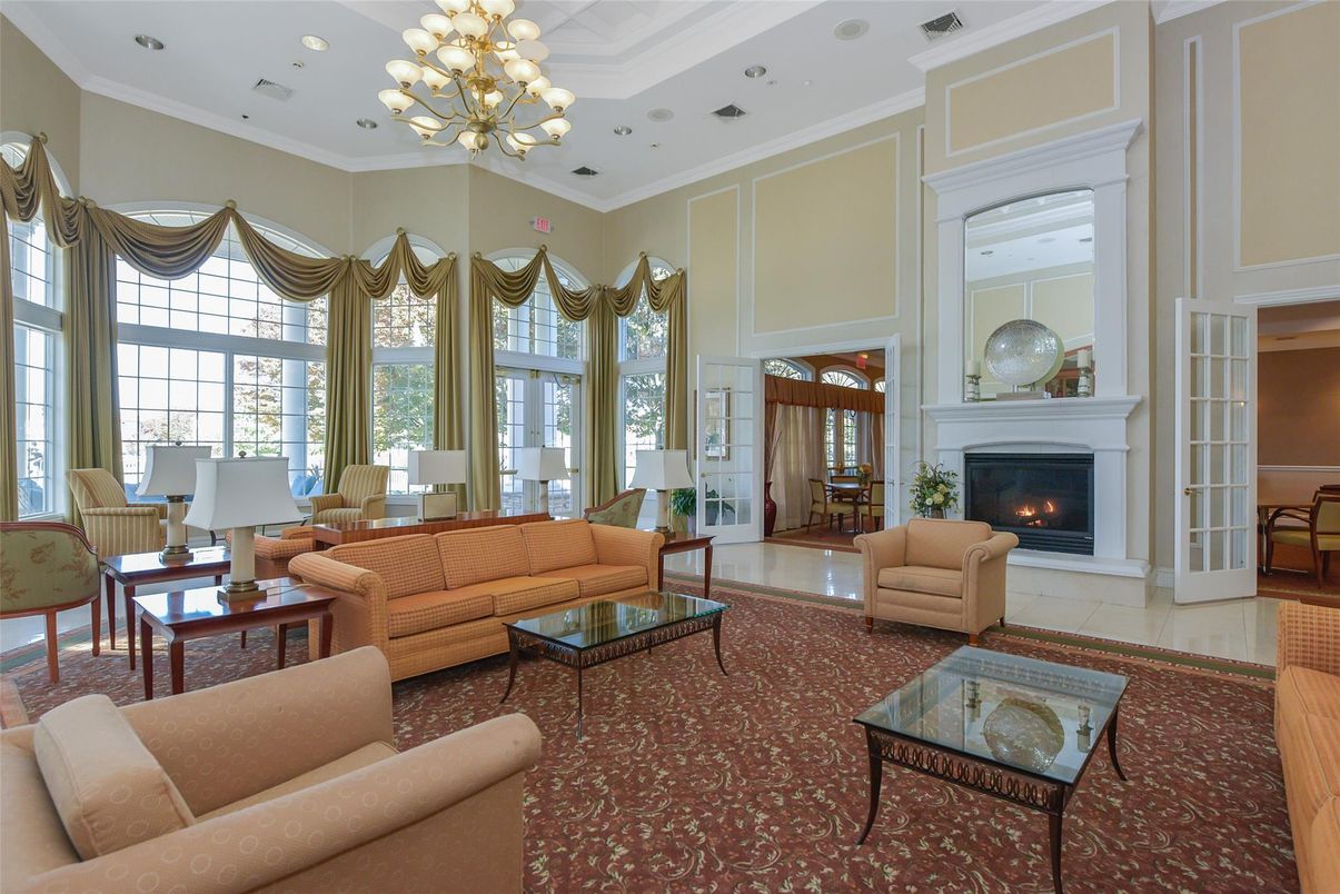 Chandelier, Dining room, Fireplace, Interior, Living room, Recessed Lighting